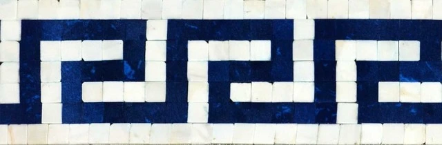 Mozaico Mosaic Border - Blue Greek Keys, 12" X 6"