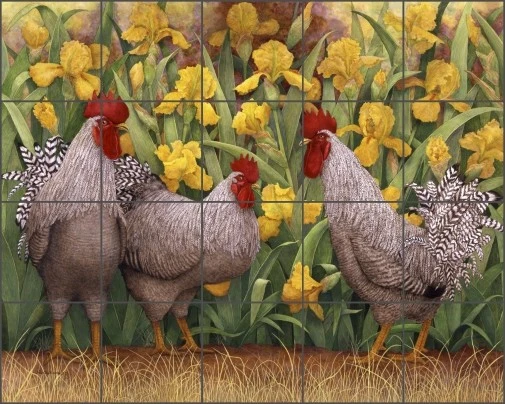 Artwork On Tile Matcham Rooster Country Life Ceramic Tile Mural