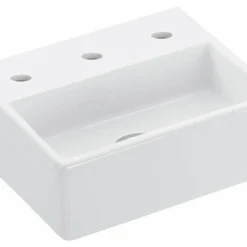Modo Exclusive Ceramic Wall Mounted Or Vessel Bathroom Sink, 13.0"x11.2", Quattro 30, Three Hol