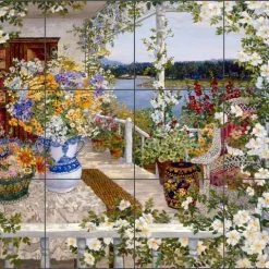 Artwork On Tile Ceramic Tile Mural Backsplash, Blue Hill Bay By John Powell, 24"x18"