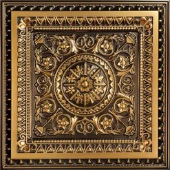 Decorative Ceiling Tiles, Inc. La Scala - Faux Tin Ceiling Tile - 24"x24" - #223, Antique Gold