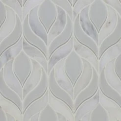 All Marble Tiles Botanica Waterjet Mosaic Arabescato And White Glass Clear