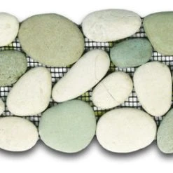 Faber Cnk Stone Sea Green And White Pebble Tile Border