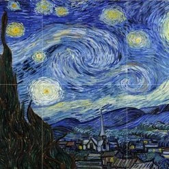 FlekmanArt Tile Mural Hub Tile Mural Kitchen Bathroom Wall Backsplash Starry Night, Ceramic Glossy