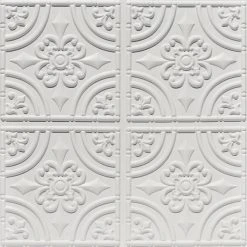 Decorative Ceiling Tiles, Inc. Wrought Iron, Faux Tin Ceiling Tile, Glue Up, 24"x24", #205, White Matte