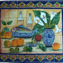 Fine Crafts & Imports Fish Bodegon. Clay Talavera Tile Mural
