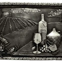 Design Tuscany Vineyard View Backsplash Mural, Pewter
