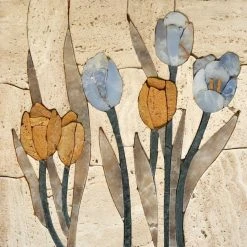 Mozaico Mosaic Tile Art, Tulip Blossoms, 24"x24"