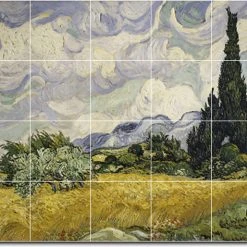 Picture-Tiles Vincent Van Gogh Country Painting Ceramic Tile Mural #370, 40"x32"