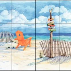 The Tile Mural Store (USA) Tile Mural, Beach Signs-Oceanview By Paul Brent
