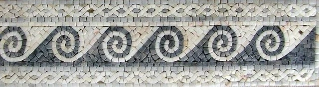 Mozaico Waves Marble Mosaic Border, 6"x12"
