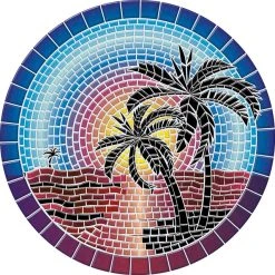 Poolsaic Drop-In Island Sunset Vinyl Swimming Pool Mat, 29" X 29"