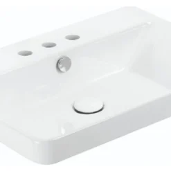 WS Bath Collections Luxury 60.03 WG Bathroom Sink In Glossy White With Three Faucet Holes