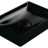 WS Bath Collections Vision 6050 Bathroom Sink Without Faucet Hole, Gloss Black