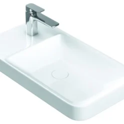 WS Bath Collections Luxury 54 WG Bathroom Sink In Glossy White With Single Faucet Hole