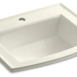 Kohler Archer Drop-In Bathroom Sink With Single Faucet Hole, Biscuit