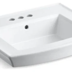 Kohler Archer Pedestal Bathroom Sink With 4" Centerset Faucet Holes, White