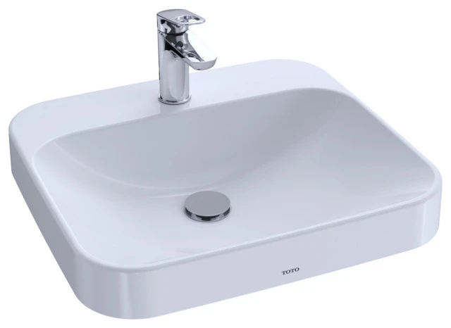 Toto Arvina Rectang 20" Vessel Bath Sink For 1Hole Faucets Colonial White