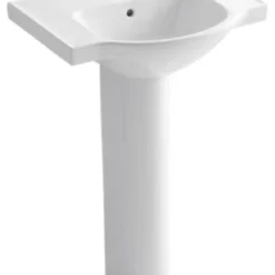 Kohler Veer 24" Pedestal Bathroom Sink With 4" Centerset Faucet Holes, White