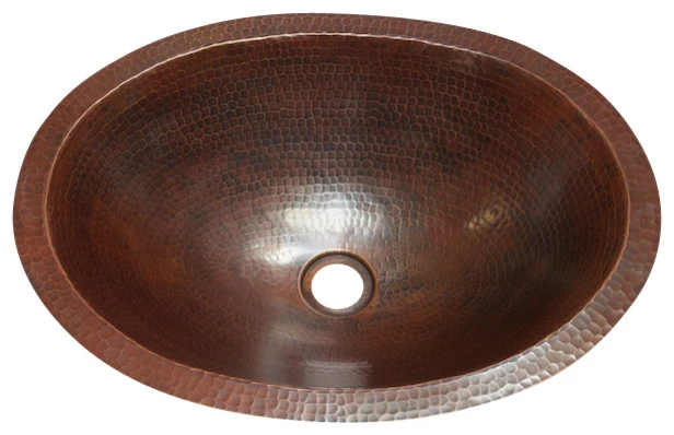 Artesano Copper Sinks Flat Rim Oval Bathroom Copper Sink