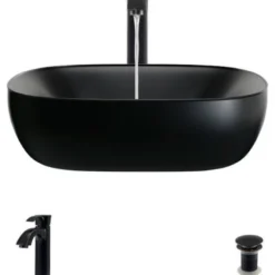 Rene R2-5032-MB-R9-7006 18-1/2" Vitreous China Vessel Bathroom - Matte Black /