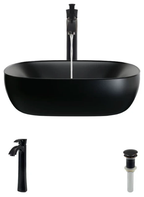 Rene R2-5032-MB-R9-7006 18-1/2" Vitreous China Vessel Bathroom - Matte Black /