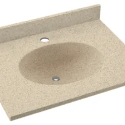 Swan Ellipse Solid Surface Bathroom Vanity Top, Bermuda Sand
