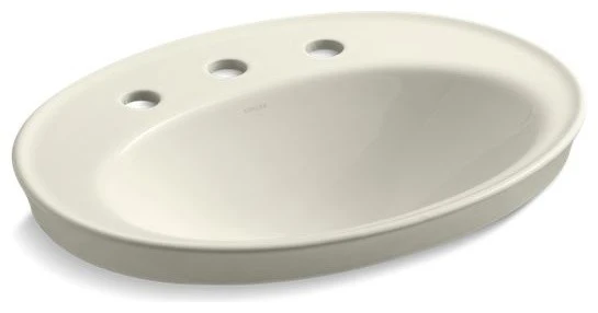 Kohler Serif Drop-In Bathroom Sink With 8" Widespread Faucet Holes, Biscuit