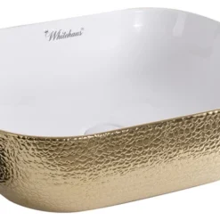 Whitehaus Collection Rectangular Above Mount Basin, Embossed Exterior, Smooth Interior, Center Drain