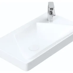 WS Bath Collections Luxury 49L WG Bathroom Sink In Glossy White With Single Faucet Hole