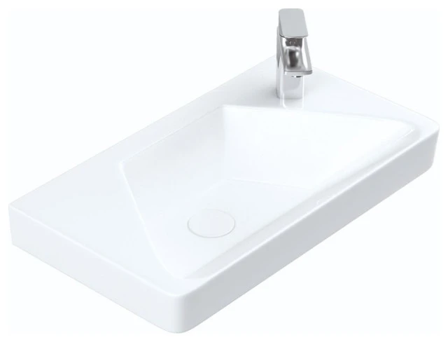 WS Bath Collections Luxury 49L WG Bathroom Sink In Glossy White With Single Faucet Hole