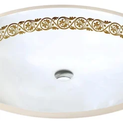 Decorated Bathroom LLC Big Fancy Border Painted Bathroom Sink, Gold