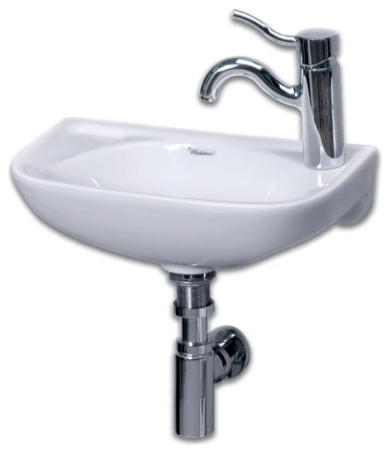 Whitehaus Collection Isabella Collection Small Wall Mount Basin With Center Drain, White